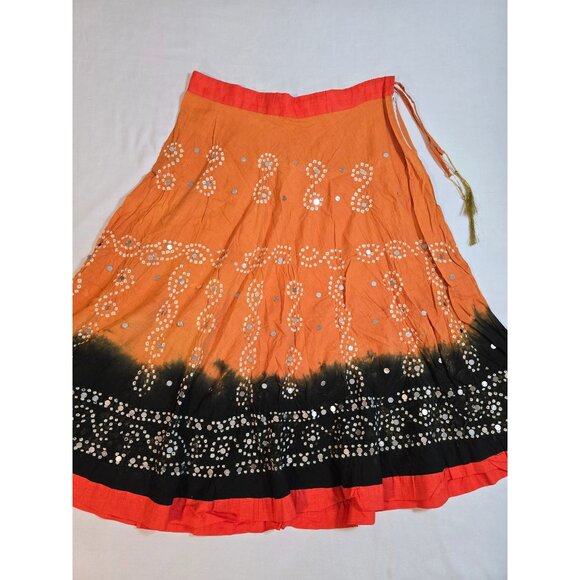 Raj Handmade Boho Cotton Skirt  Drawstring Waist With Tassel One Size‎ - Picture 3 of 12
